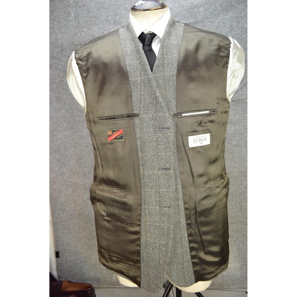 Lubiam 1911 Cashmere Mens 44L Blazer Gray Check Wool Italy Sport Coat Luxury LBM - Picture 8 of 16
